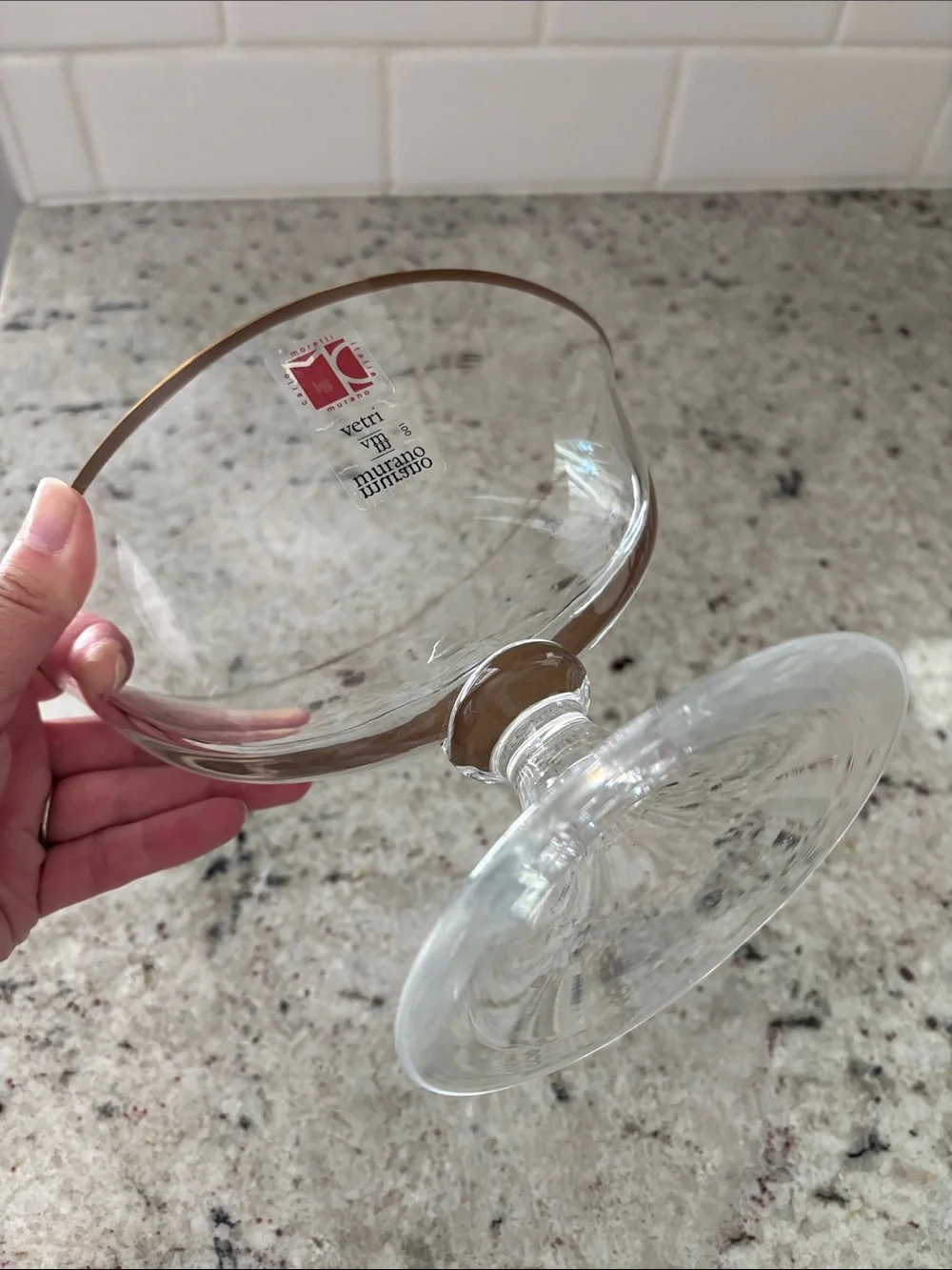 Carlo Moretti Murano clear glass compote